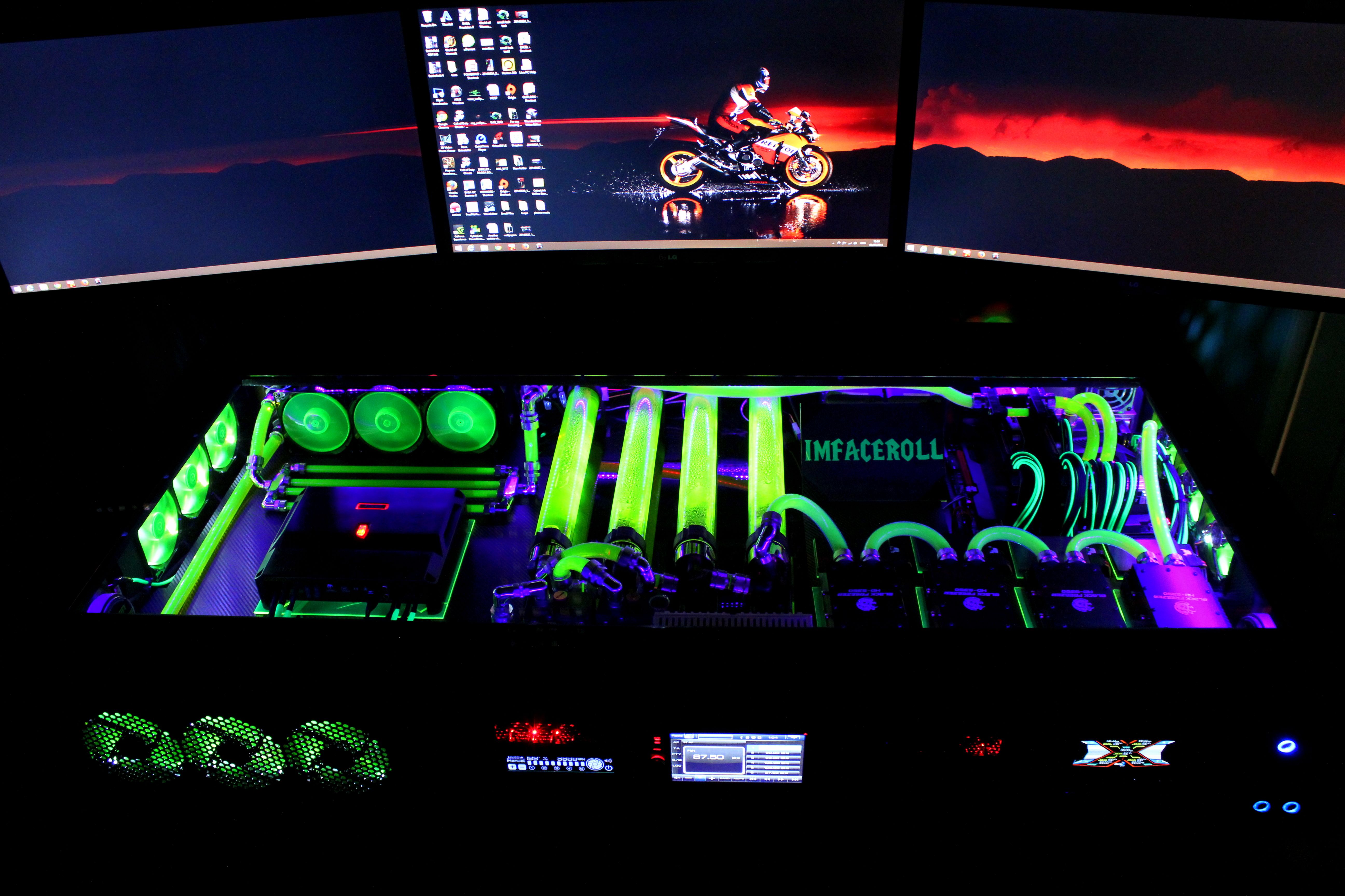 Benchmarking rig setup showing heat map output